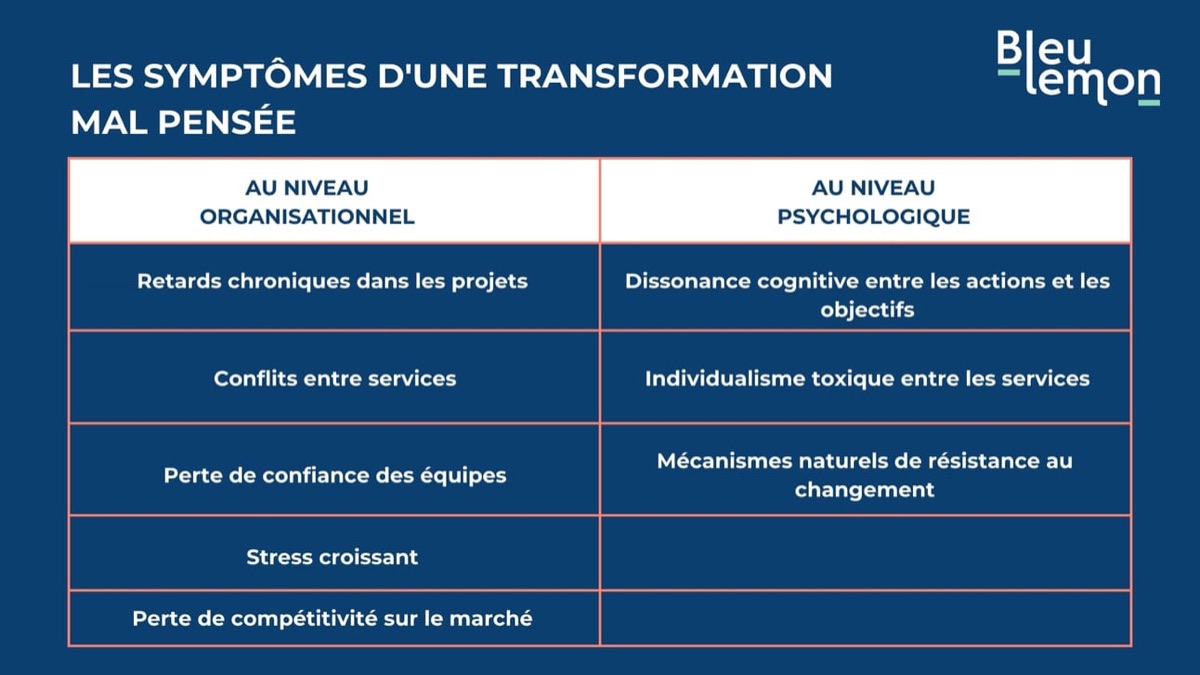 Illustration de la section « Mais alors, quels sont les symptômes d'une transformation mal pensée »
